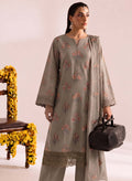 Taupe Embroidered Karandi 3-Piece Suit – Unstitched